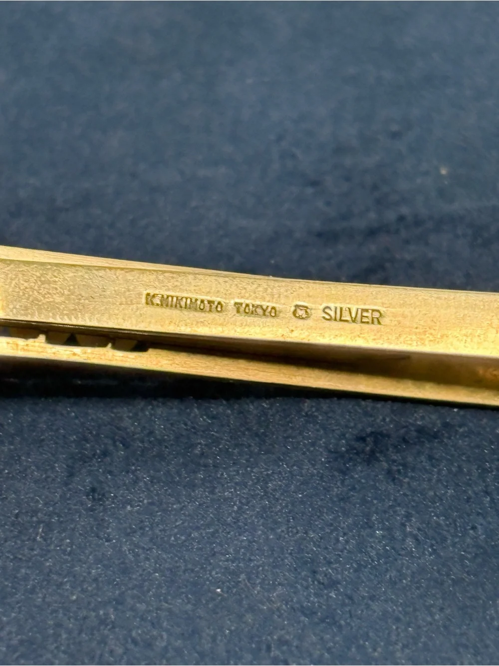 RARE Vintage K. Mikimoto Tokyo Silver Tie Clip 5 Akoya Pearls MCM Signed